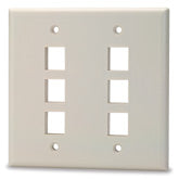 Placa frontal Keystone doble de 6 puertos sin ventanas de etiquetado, Color Marfil claro