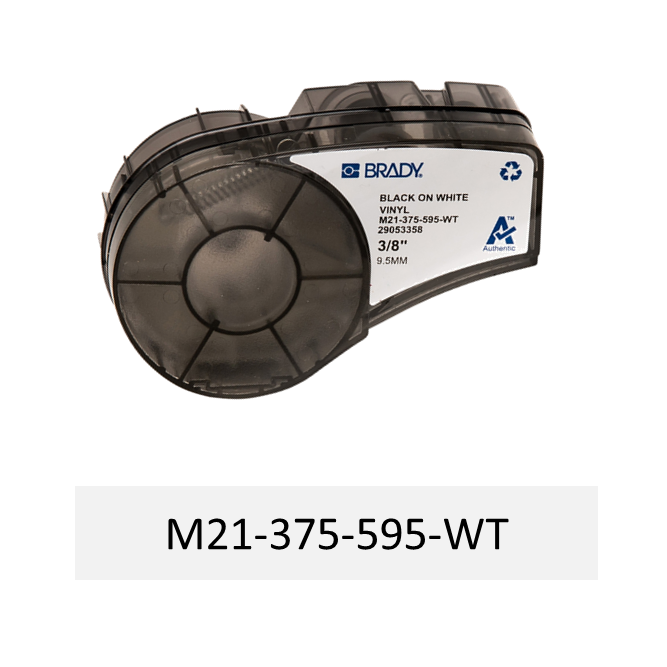 M21-375-595-WT | Cartucho de cinta continua, Vinil, 3/8 pulg. x 21 pies