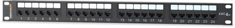 Patch panel de 24 puertos, Cat. 6, T568A/B, 1.75 IN.H