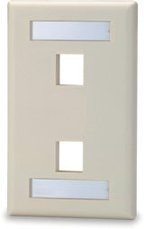 Placa frontal de 2 puertos con ventana de etiquetado, color blanco