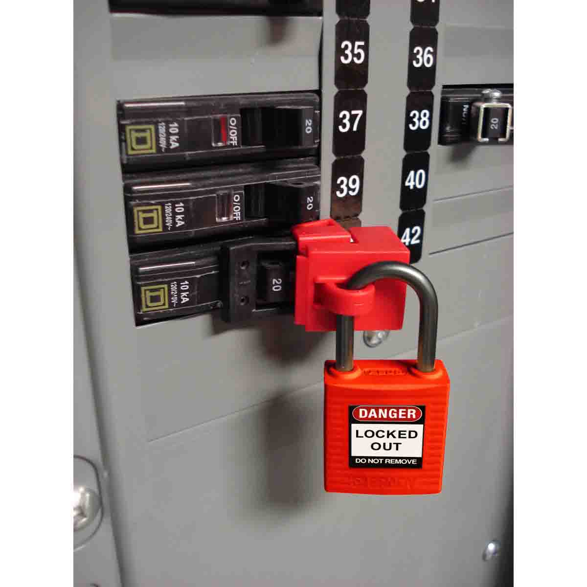 118926 | Candado de seguridad compacto, color rojo. (6 unds)