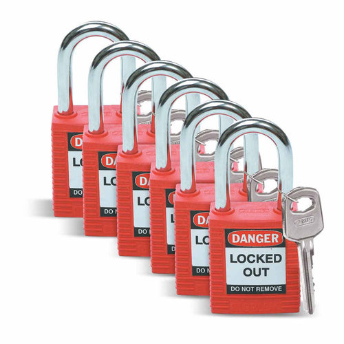 51339 | Candado seguridad standard, color rojo. (6 unds)