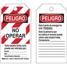 98219 | Tarjeta laminada de identificación para bloqueo, USO RUDO, (Paq. 25 Unds.)