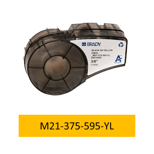 M21-375-595-YL | Cartucho de cinta continua, Vinil, 3/8 pulg. x 21 pies