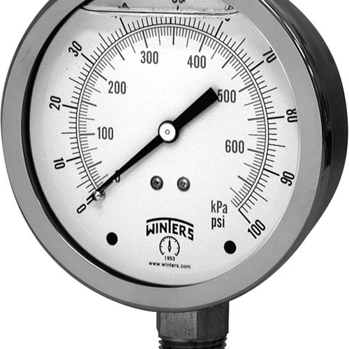 PFQ804 | Manometro Winters Serie PFQ. Rango de  0 a 100 PSI/KPA